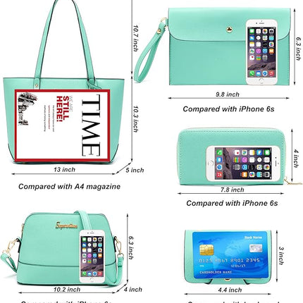 Soperwillton Handbag for Women Wallet Tote Bag Shoulder Bags Top Handle Satchel 5pcs Purse Set