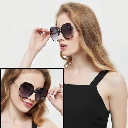 ANDWOOD Oversized Sunglasses for Women Big Large Square Wide Frame Shades Retro Trendy Fashion UV Protection