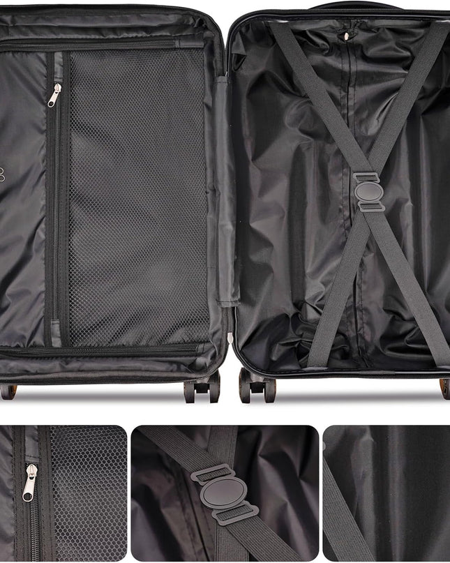 GinzaTravel 3-Piece Luggage Sets Expandable Suitcases with 4 Wheels PC+ABS Durable Hardside Luggage sets TSA lock (Purple, 3-Piece Set(20"/25"/29"))