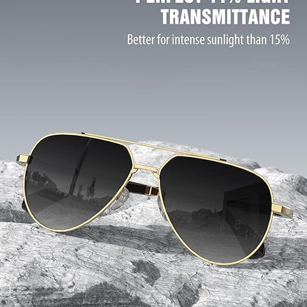 LUENX Aviator Sunglasses for Men Women Polarized Trendy Sun Shades UV 400 Protection