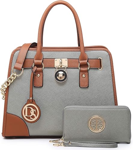 Dasein Women Handbags Top Handle Satchel Purse Shoulder Bag Hobo Bag Work Bag Set 2pcs