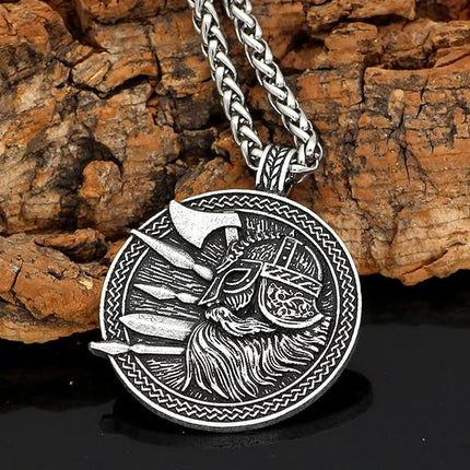 Leprato Norse Viking Talisman Necklace Nordic Viking Rune Amulet Pendant Viking Jewelry Gift for Men