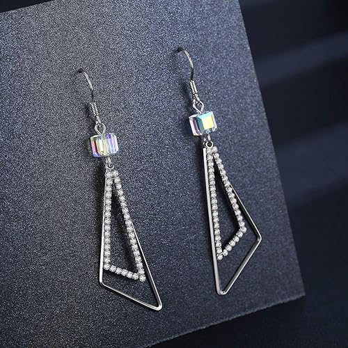 Platinum-Plated Color Change Multi-Teardrop Earrings Made with Aurora Borealis Swarovski Crystals