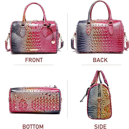 Top-Handle Crocodile Purses For Women Crossbody Leather Bags Trendy Large Capacity Tote with Shoulder Strap