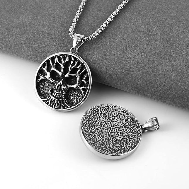 STWTR Nordic Viking Rune Amulet Pendant Necklace Tree of Life Rune Pendant Necklace Skull Rune Pendant