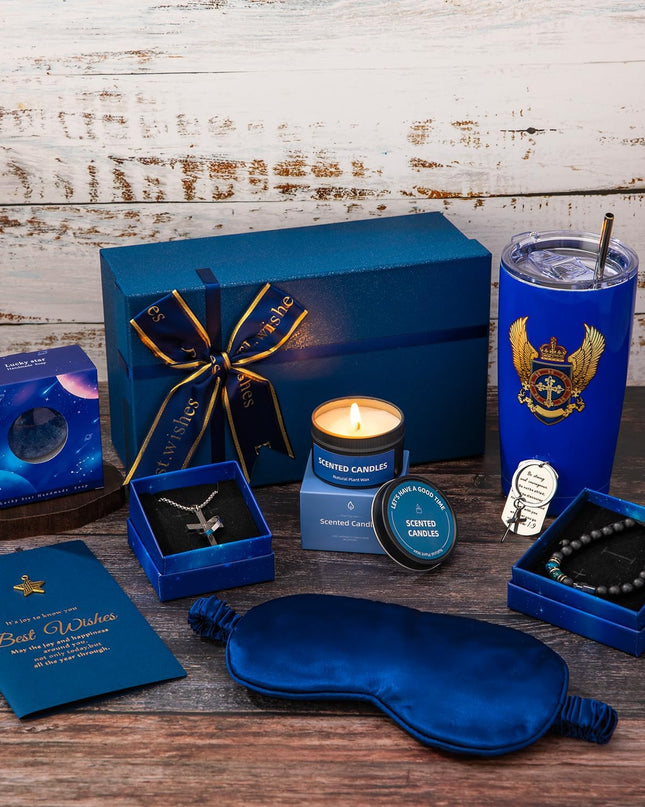 Birthday Gifts for Men,Blue Man Premium Gifts Basket Ideas Set for Him,Men's Birthday Gift Box Presents for Dad,Husband,Brother,Son, Boyfriend,Male Friend,Coworker Christmas Gift Retirement Gifts Box