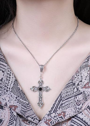 Sacina Gothic Cross Necklace, Cross Choker, Cross Necklace for Women, Goth Necklaces