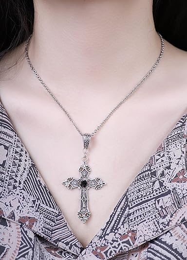 Sacina Gothic Cross Necklace, Cross Choker, Cross Necklace for Women, Goth Necklaces