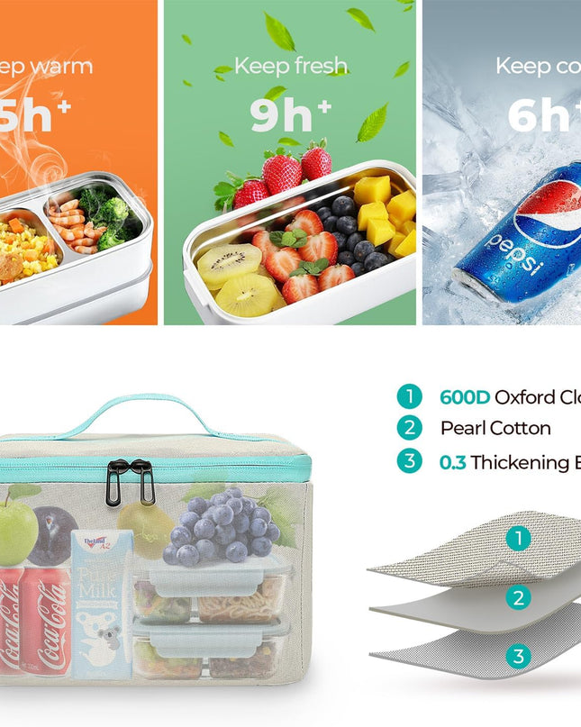 ETRONIK Lunch Backpack, 15.6 Inch Laptop Backpack with USB Port, Stylish Nurse, Teacher Work Bag with Insulated Cooler Lunch Box for Women /Travel, Grey Blue