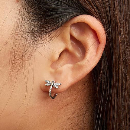 925 Sterling Silver Hoop Earrings Wave Hoop Earrings for Women with Turquoise Synthetic Pine Stones Simple Line Hypoallergenic Huggie Earrings for Women Girls