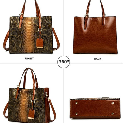 KingTo Women's Crocodile Pattern Satchel Handbags Stylish Tote Handbags crocodile purses for women 3 Pcs Set