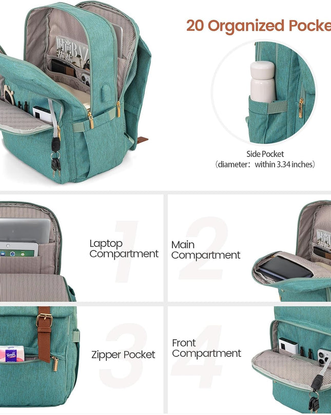 LOVEVOOK Travel Laptop Backpack Purse for Women Fashion Vintage Computer Backpack 15.6 Inch Large Teacher Nurse Backpack Casual Daypack for Business Work College