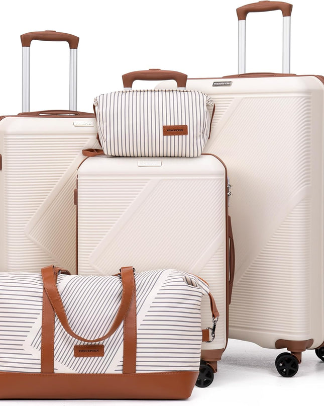 Luggage Sets 5 Piece, Suitcases With Wheels, Lightweight Travel Luggage Set With TSA Lock, ABS Hardshell Carry On Suitcase Set, White