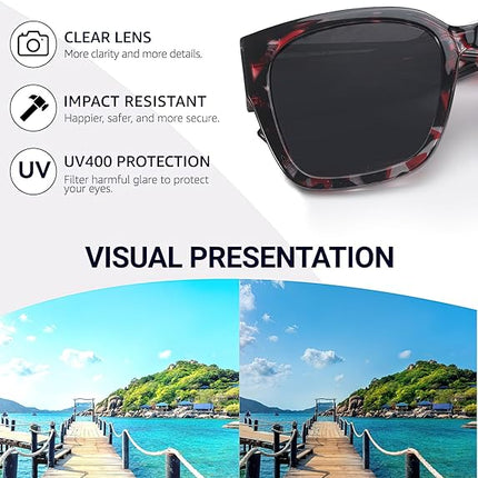 Myiaur Fit Over Sunglasses for Women, Trendy Designer Style Oversized Polarized Sunglasses for Driving with UV400 Protection