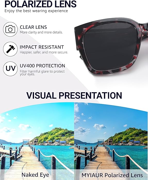 Myiaur Fit Over Sunglasses for Women, Trendy Designer Style Oversized Polarized Sunglasses for Driving with UV400 Protection