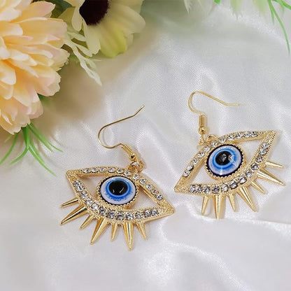 Unique Personality Evil Eye Earrings Fashion Abstract Eye Crystal Rhinestone Fringe Funny Women's Drop Earrings Exaggerated Jewelry