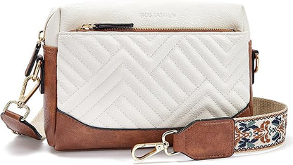 BOSTANTEN Crossbody Bags for Women Vegan Leather Purses Quilted Shoulder Handbags with Adjustable Shoulder Strap