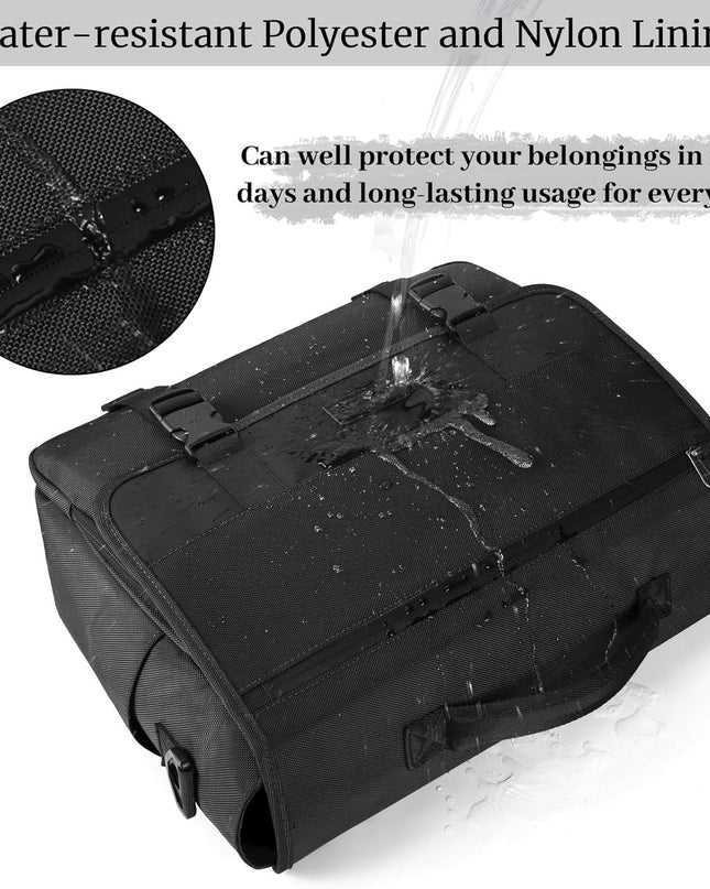 Messenger Bag for Men 15.6 Inch Water Resistant Laptop Briefcase Large Satchel Shoulder Bag Work Office College Computer Laptop Bag Lightweight Crossbody Handbag Cable Organize Bag Set 2pcs, Black