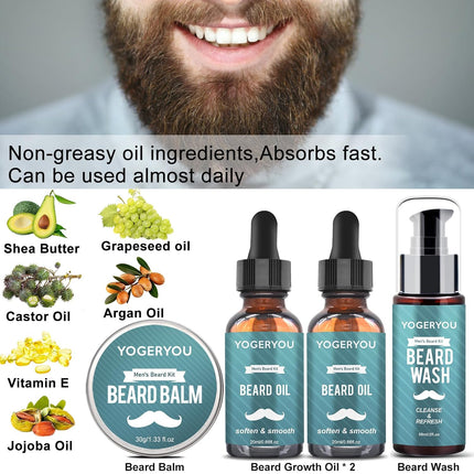 Beard Kit for Men Grooming Gift Set with Straight Razor, Shaping Tool & Oil