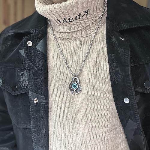 bahamut Mens Gothic Evil Eye Necklace for Men Women Scorpion Tigers Eye Amulet Pendant Goth Accessories Jewelry