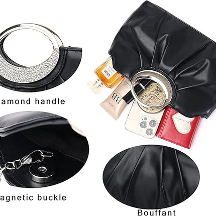 Fashion Clutch Purses Elegant Pleated for Women Formal/Casual, Fashion PU Leather Purse for Prom, Cocktail and Wedding
