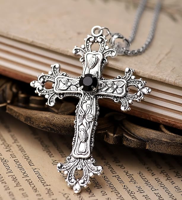 Sacina Gothic Cross Necklace, Gothic Necklace, Goth Necklaces, Y2k Necklaces, Vintage Necklace, Cross Necklace for Women, Halloween Necklace, Christmas New Year Jewelry Gift for Women