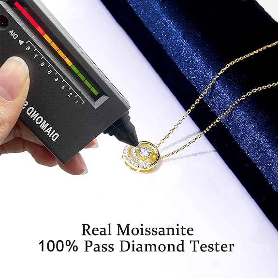 0.5 Ct Moissanite Necklace For Women S925 Sterling Silver Yellow Gold Plated Pendant Necklace DF VVS Color Moisanite Diamond Necklace Jewelry Gift for Girl Chain 16+2 In