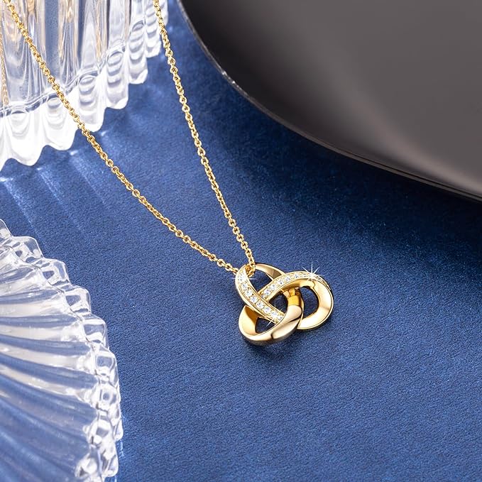 14K Gold Necklaces for Women Trendy Love Knot Infinity Necklace Pendant Necklace for Women Diamond Necklace