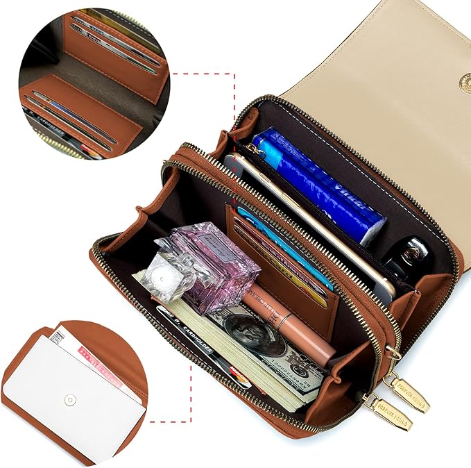 Roulens Small Crossbody Bag for Women,Cell Phone Purse Women's Shoulder Handbags Wallet Purse with Credit Card Slots