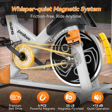 pooboo Magnetic Exercise Bike, Indoor Stationary Bicycle for Home with App