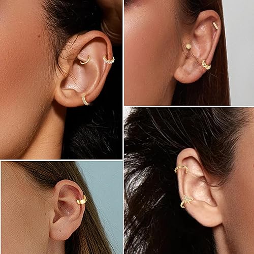 9Pcs Ear Cuff 14K Gold Plated Cuff Earrings Gold Ear Cuffs Non Pierced Ear Clips Cartilage Earring Fake Earrings