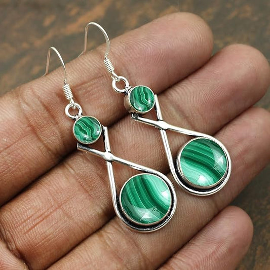 Natural Malachite Labradorite Lapis Moonstone Dangle Earrings 925 Silver Overlay handmade Dangle Earrings