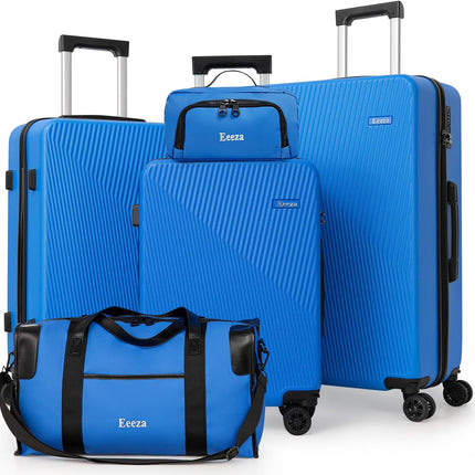 Eeeza Luggage Sets,5 Piece Hard Shell Suitcases with Wheels20/24/28"IceBlue