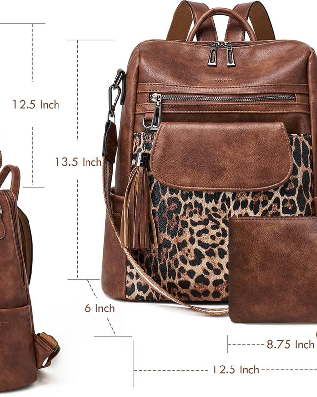 OPAGE Leather Backpack Purse for Women Fashion Designer Ladies Shoulder Bags Travel Backpack With Wristlet