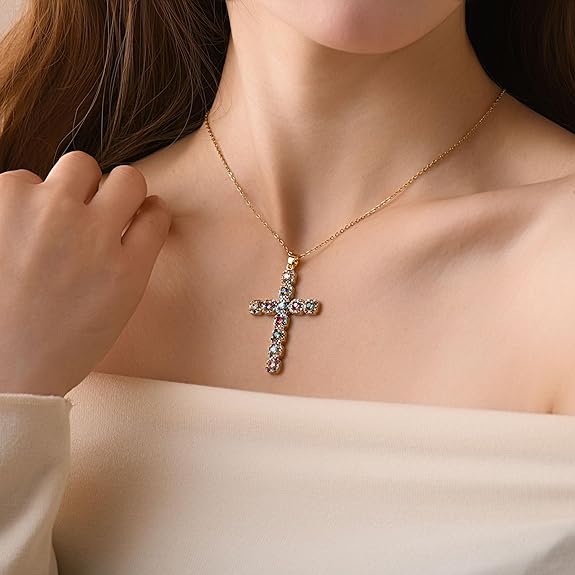 ZENLUNANO Cross Necklace for Women and Men,Adjustable Pendant Necklaces for Girls,18K Gold Plated Hypoallergenic Jewelry Gifts for Women Trendy