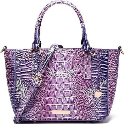 Ladies Tote Leather Bags for Women Crocodile Embossed Zipper Satchel Purse Elegant Compartments Crossbody Work