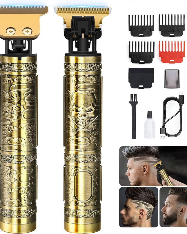 YOGINGO Professional Hair Trimmer for Men, Cordless Rechargeable Beard Trimmer Hair Clippers for Men, Metal Body Cutting Grooming Kit, Beard Shaver Barbershop, Bronze