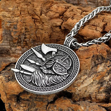Leprato Norse Viking Talisman Necklace Nordic Viking Rune Amulet Pendant Viking Jewelry Gift for Men