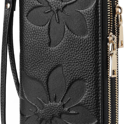 GOIACII Women's Wallet RFID Blocking Leather Wristlet