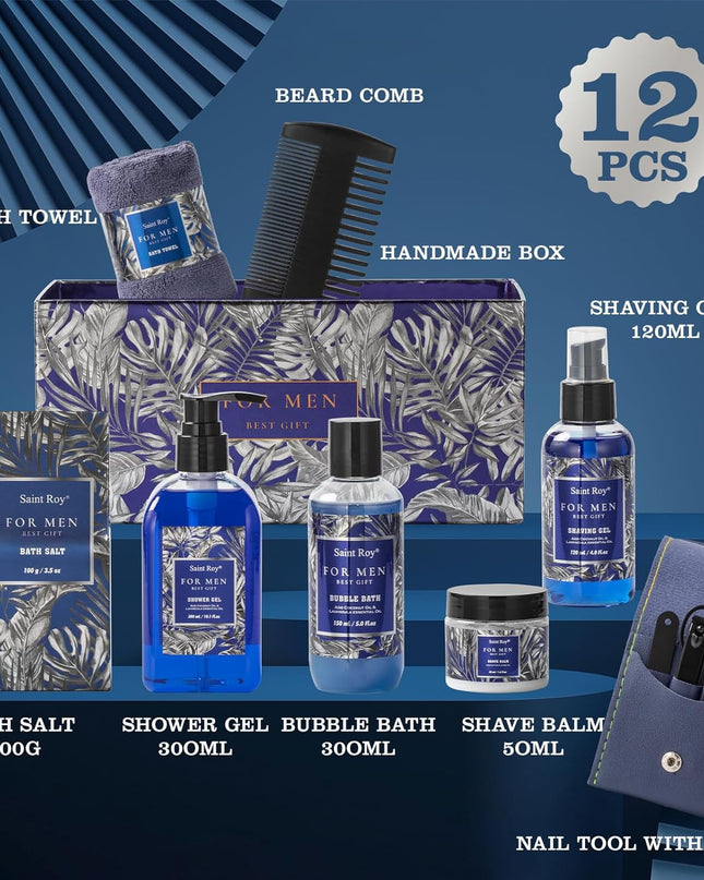Birthday Gifts Spa Kit for Men Classic Perfume Scented Bath Gift Set and Shower Gift Basket for Men Personal Self Care Shaving Kit Mens Bath & Beard Spa Gift Baskets Mens Gift Set men beauty kit