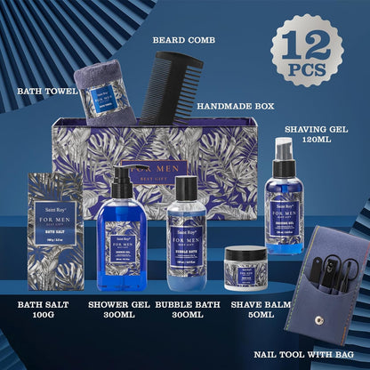 Birthday Gifts Spa Kit for Men Classic Perfume Scented Bath Gift Set and Shower Gift Basket for Men Personal Self Care Shaving Kit Mens Bath & Beard Spa Gift Baskets Mens Gift Set men beauty kit