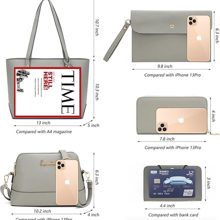 Soperwillton Handbag for Women Wallet Tote Bag Shoulder Bags Top Handle Satchel 5pcs Purse Set