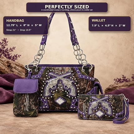 Western Camouflage Purse Set for Women with Wallet and Pouch