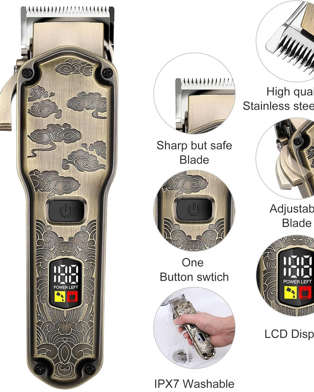 Hatteker Professional Hair Clippers for Men Beard Trimmer Clippers and Trimmer Set Waterproof T-Blade Trimmer Cordless Grooming Kit Nose Body Hair Trimmer Barber Clippers Hair Cutting Kit