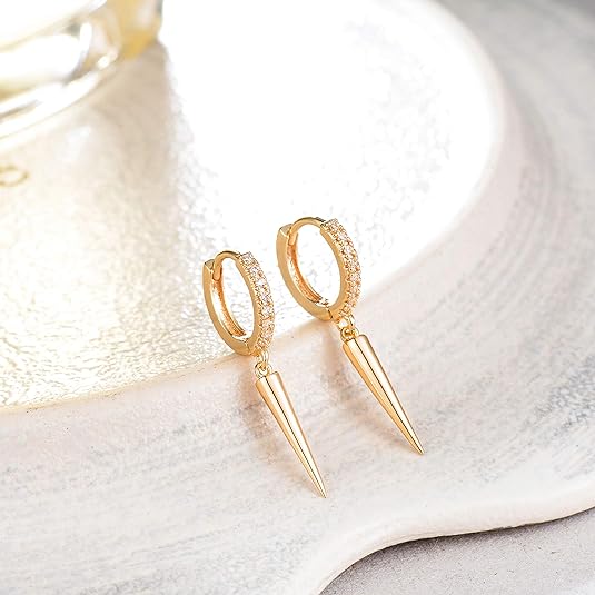 VACRONA Gold Cuff Earrings Huggie Earrings for Women 14k Gold Plated Small Huggie Hoop Earrings