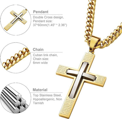 ToBeTrendy Gold Chain for Men, Stainless Steel, with Pendant, 6mm, Gift for Boyfriend, Come with Box