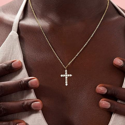 S.Leaf Cross Necklace for Women Cross Chain Sterling Silver