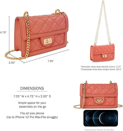 SG SUGU Small Quilted Crossbody Bag, Trendy Designer Mini Shoulder Bag, Phone Wallet Purse for Women