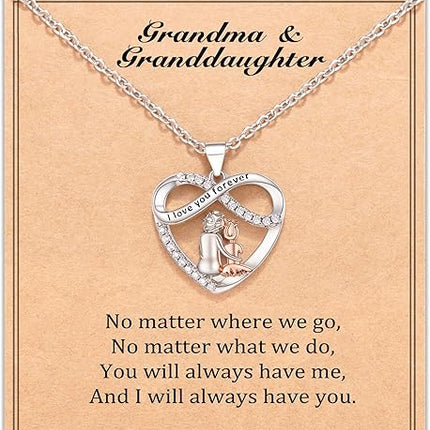 Infinity Heart Necklace Christmas Gifts for Grandma Granddaughter Birthday Jewelry Gifts
