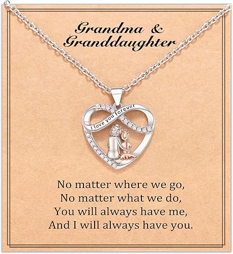 Infinity Heart Necklace Christmas Gifts for Grandma Granddaughter Birthday Jewelry Gifts